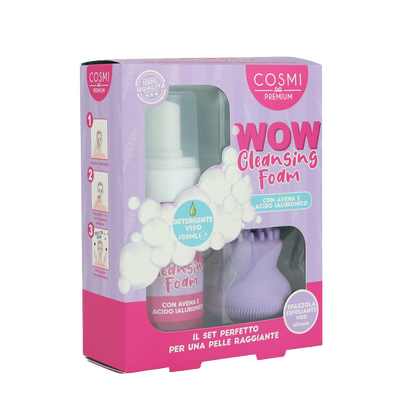 Coffret WOW Mousse Nettoyante et Brosse Desincrustant Lait D'Avoine Cosmi Premium