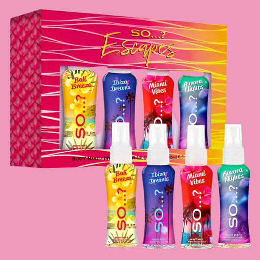 So..? Coffret 4 Mini Brumes Escape 50ml - Bali, Ibiza, Miami, Aurora