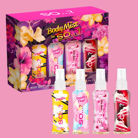 So..? Coffret 4 Mini Brumes 50ml - Vanille, Fleur de Cerisier, Barbe à Papa, Red Velvet